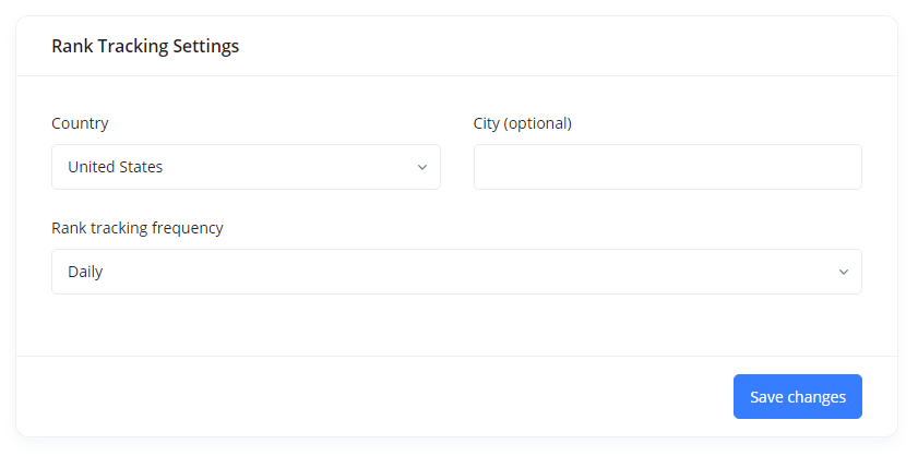 keyword rank tracking settings